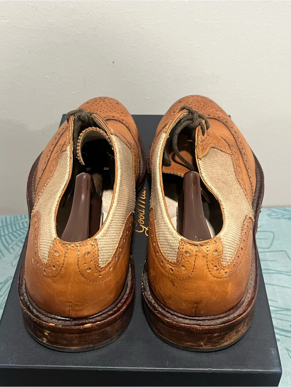 Kenneth Cole Tan and Cream Wingtip Brogues